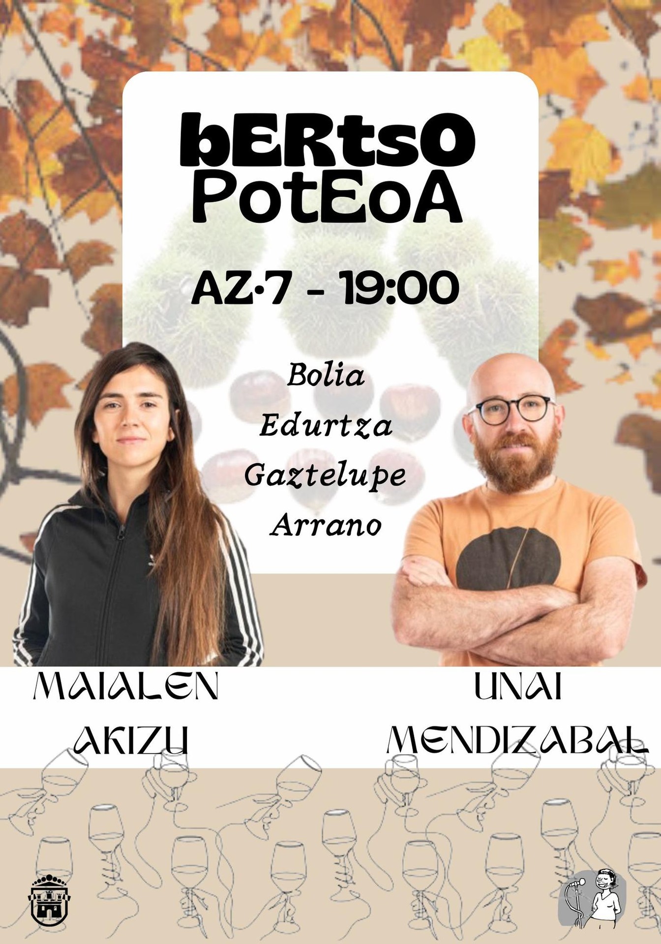 Bertso poteoa gaur Maialen Akizu eta Unai Mendizabal bertsolariekin