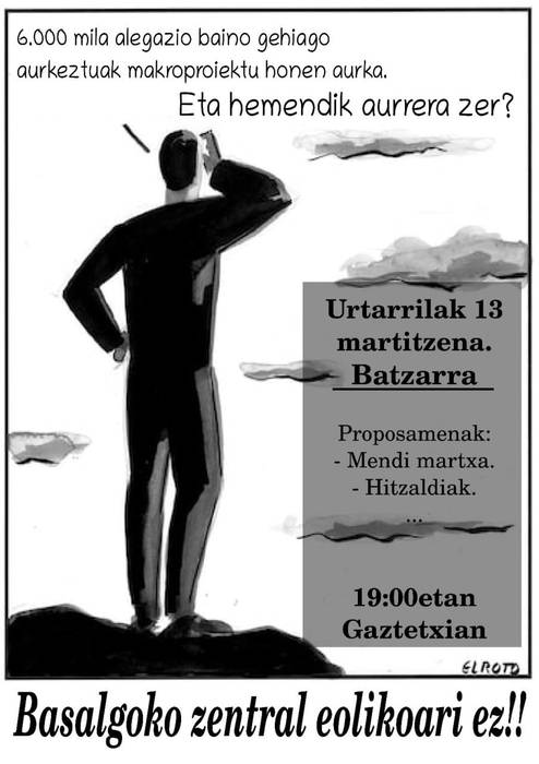 Batzarra Basalgoko zentral eolikoaz: 'Eta hemendik aurrera zer?'(Atzeratua asteazkenera)