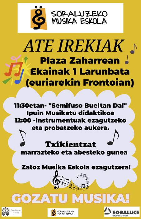 Musika Eskola: ate irekiak (Euriagatik Frontoian)