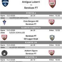 Soraren asteburuko partiduak